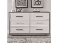 Palmetto Heights 6 Drawer Dresser in Two Tone Shell White and Driftwood Finish