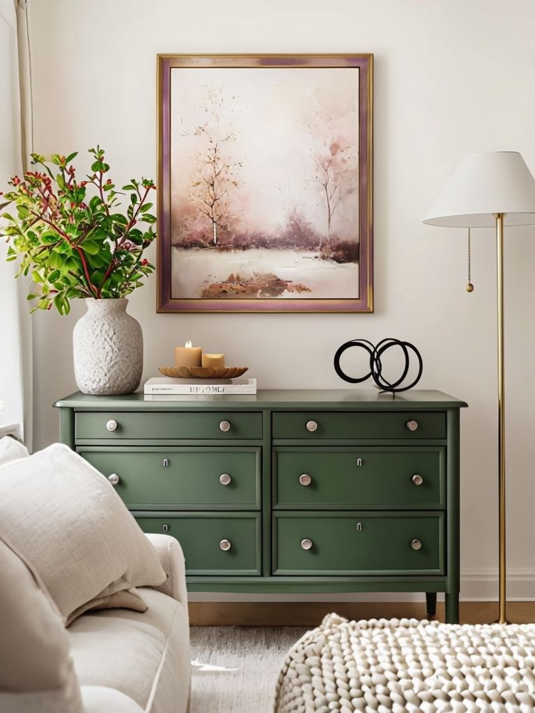 Cozy Interior With Forest Green Dresser And Abstract Artwork - Local Furniture Outlet Cozy Interior With Forest Green Dresser And Abstract Artwork - Local Furniture Outlet